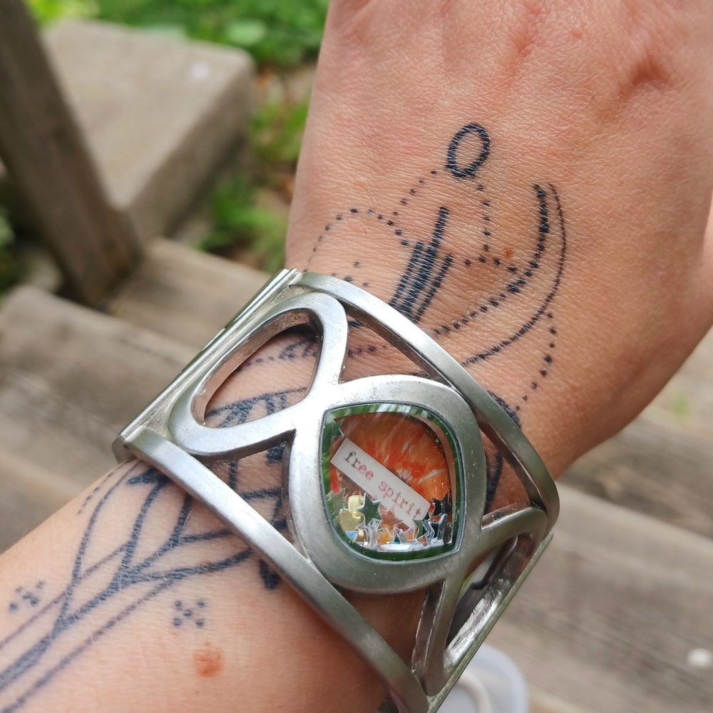 Silver Cuff Bracelet with 'Free Spirit' Design